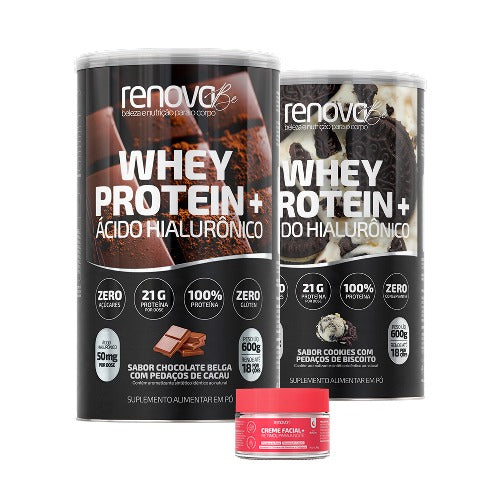 2 Whey Protein com Ácido Hialurônico 1x Creme Retinol